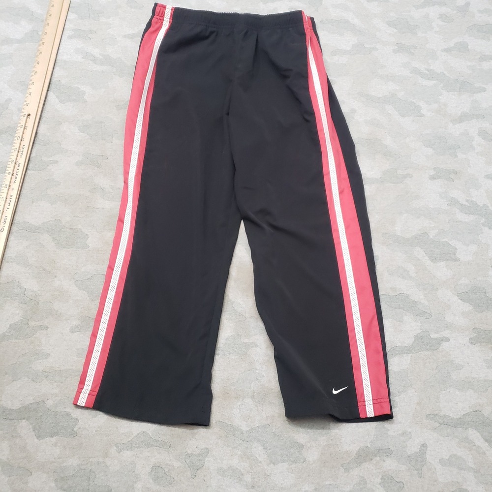 Vintage Nike Track Pants Women Small Black Y2k Drawstring Silver Tag Windbreaker